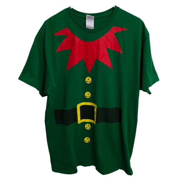 Christmas Elf Green T-Shirt, Adult Large, 100% Cotton - Picture 1 of 7